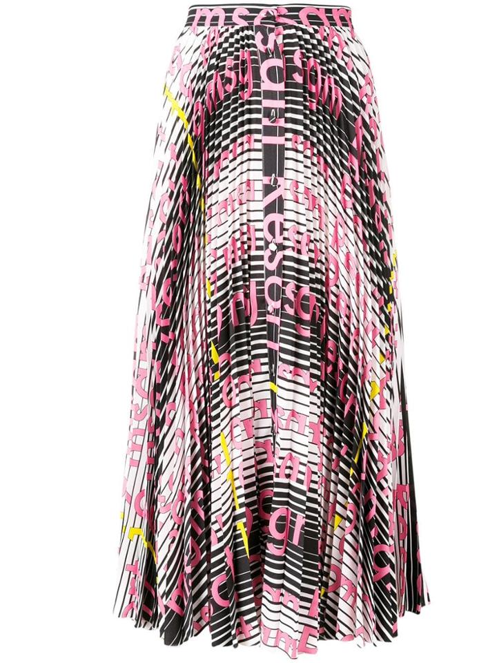 Msgm Mix Print Pleated Skirt - Pink