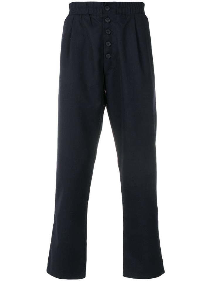 Sunnei Button Front Straight Leg Trousers - Blue