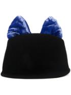 Federica Moretti Contrast Cat Ears Hat, Women's, Black,