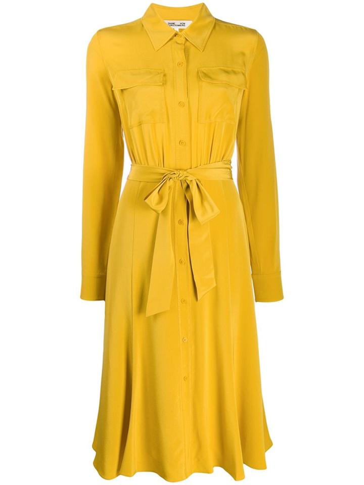 Diane Von Furstenberg Tie-waist Shirt Dress - Yellow