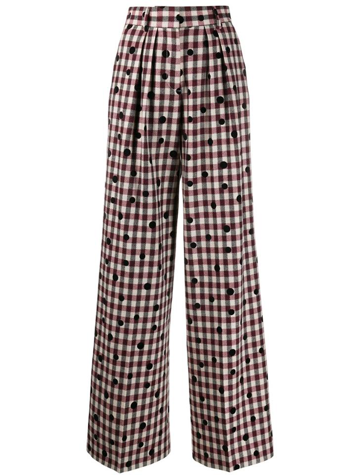 Tommy Hilfiger Wide Leg Checked Trousers - Red