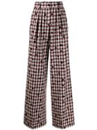 Tommy Hilfiger Wide Leg Checked Trousers - Red