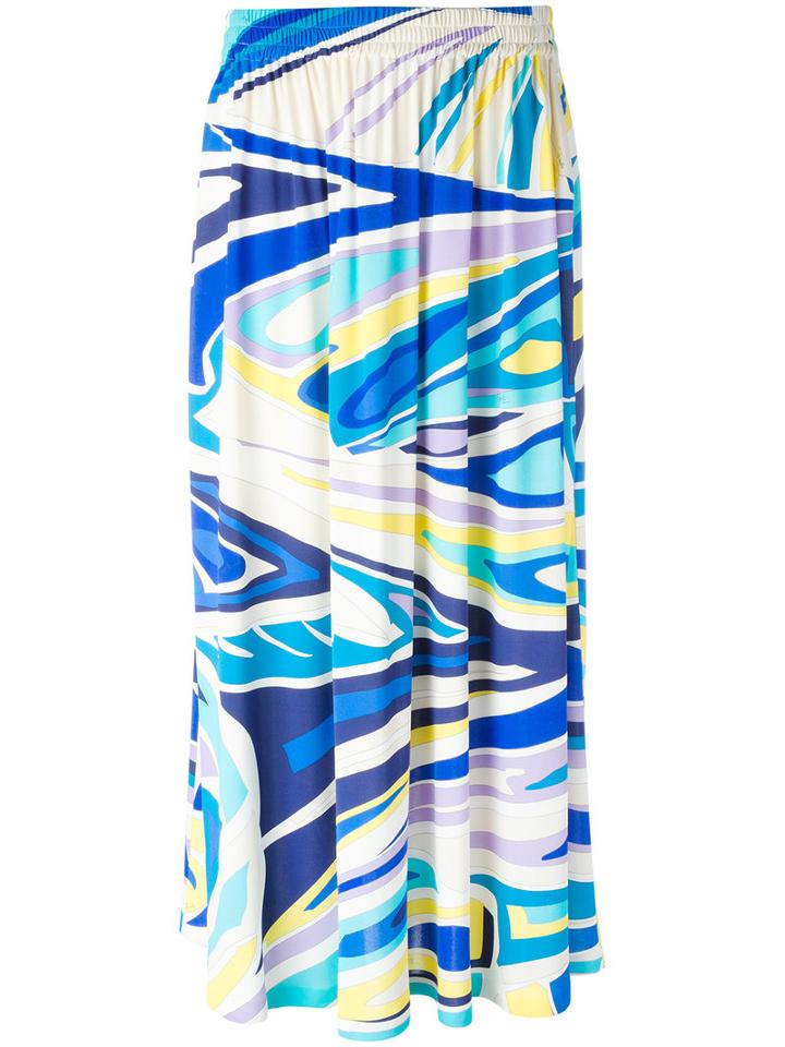 Emilio Pucci Printed Pleated Skirt, Women's, Size: 44, Viscose/silk