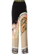 Etro Paisley Print Wide Leg Trousers, Women's, Size: 42, Silk