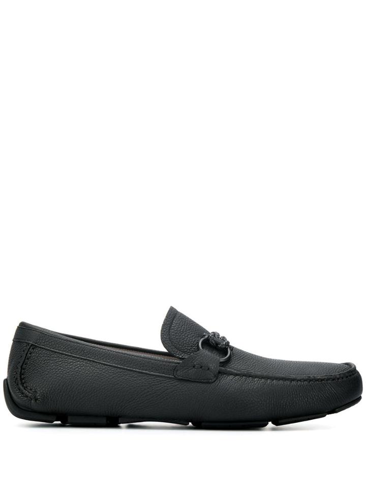 Salvatore Ferragamo Gancini Detail Moccasins - Black