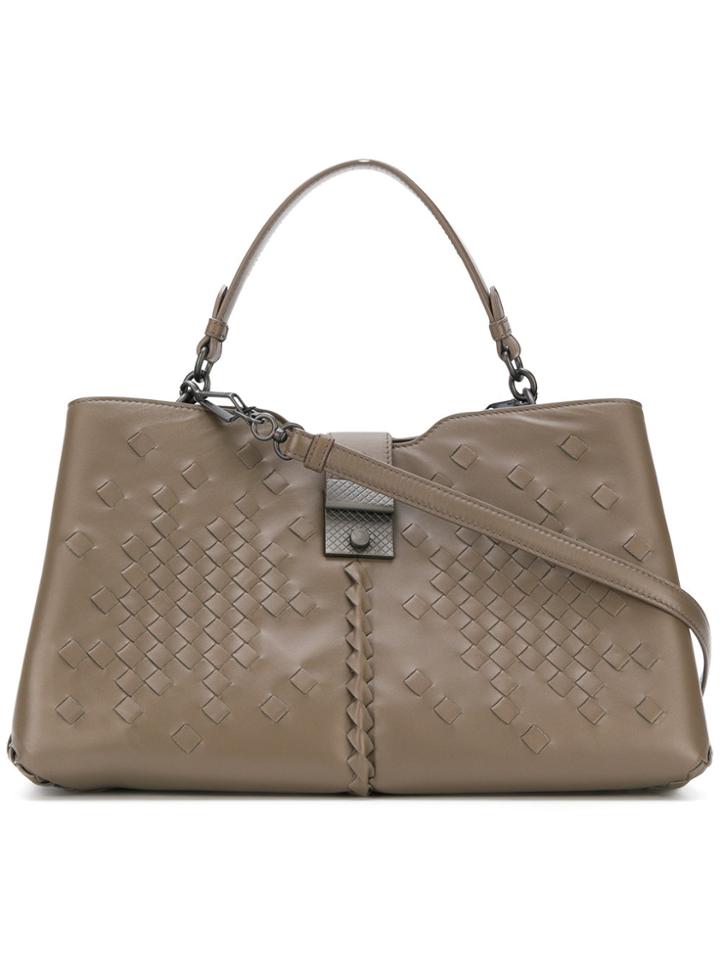 Bottega Veneta Napoli Intrecciato Shoulder Bag - Brown