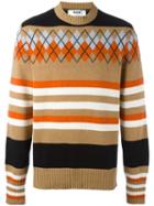 Msgm Multi Print Oversized Jumper, Men's, Size: Small, Nude/neutrals, Polyamide/wool