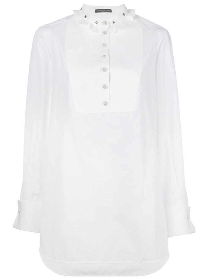 Alexander Mcqueen Ruffled Collar Blouse, Women's, Size: 46, White, Cotton
