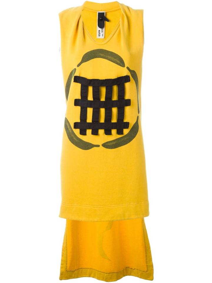 Bernhard Willhelm 'bananas' Draped Rear Dress, Women's, Size: Medium, Yellow/orange, Cotton/polyester
