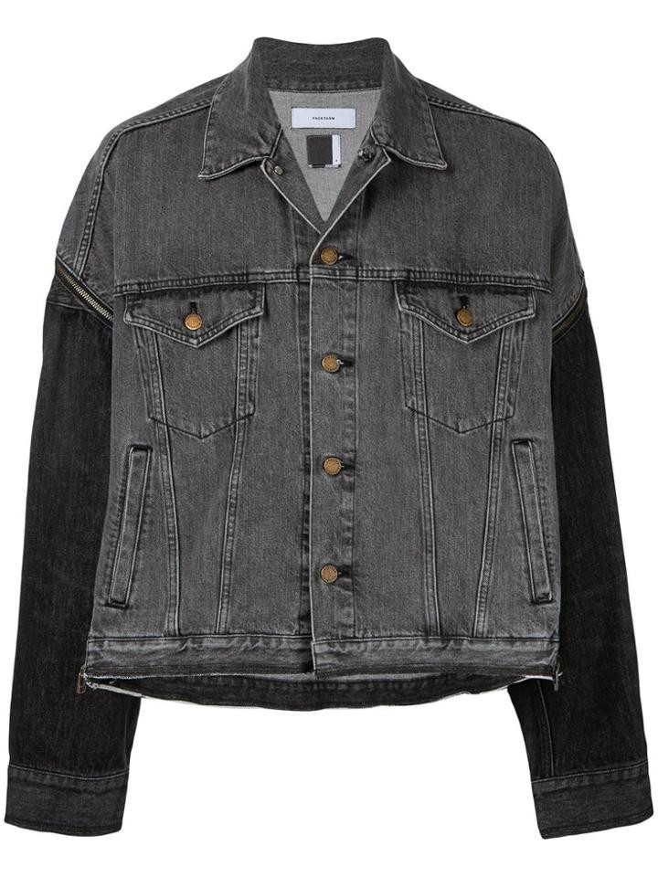 Facetasm Contrast Sleeves Denim Jacket - Black