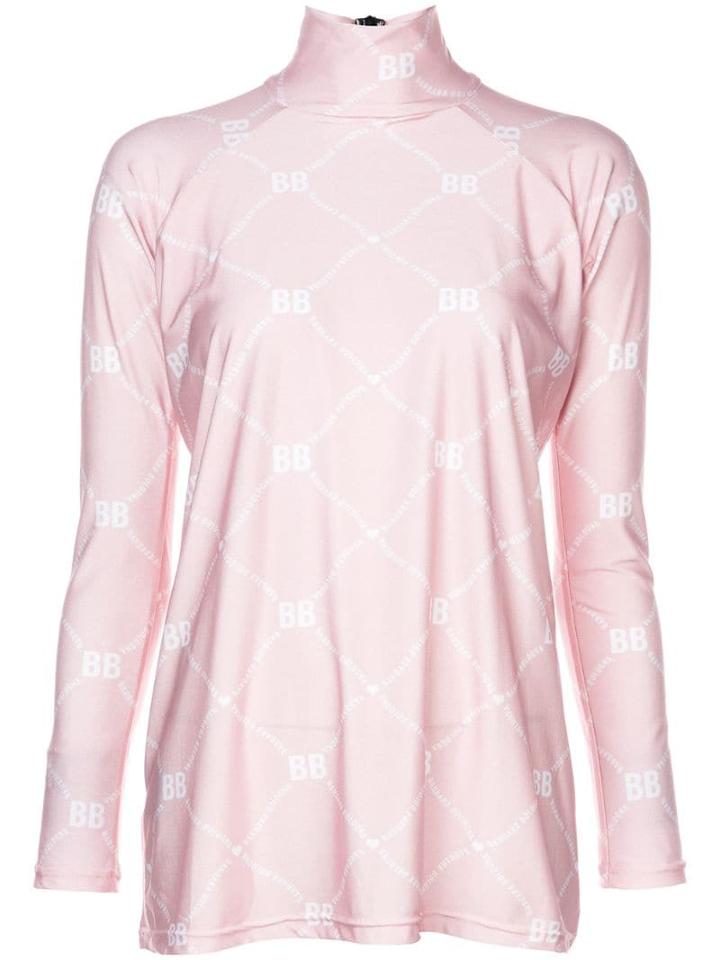 Barbara Bologna Logo Print Turtleneck Blouse - Pink