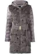 Liska Padded Hooded Coat, Women's, Size: Small, Brown, Feather Down/mink Fur/polyester/polybutylene Terephthalate (pbt)