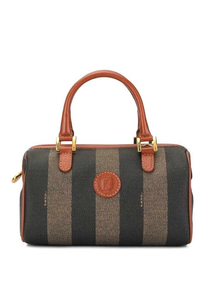 Fendi Vintage Pequin Pattern Mini Hand Bag - Brown