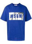 Msgm - Logo Print T-shirt - Men - Cotton - S, Blue, Cotton