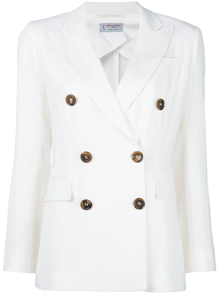 Alberto Biani Double Breasted Jacket, Women's, Size: 42, White, Triacetate/polyester