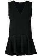 Paule Ka - Sleeveless Ruffle Hem Woven Top - Women - Polyester/triacetate - 46, Black, Polyester/triacetate