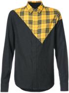 Mostly Heard Rarely Seen Asymmetric Check Patch Shirt - Black