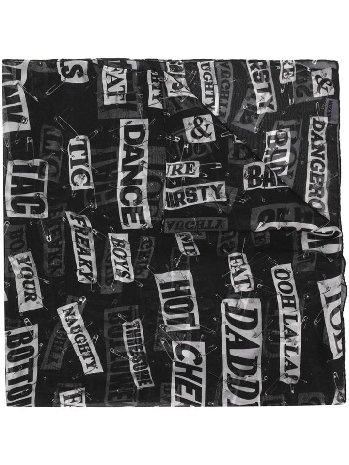 Moschino Safety Pins Print Scarf - Black