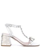 Miu Miu Crystal Embellished Sandals - Silver