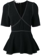 Stella Mccartney - Peplum Blouse - Women - Spandex/elastane/acetate/viscose - 38, Black, Spandex/elastane/acetate/viscose