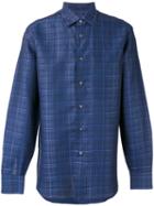 Brioni Checked Shirt, Men's, Size: Xl, Blue, Cotton/linen/flax