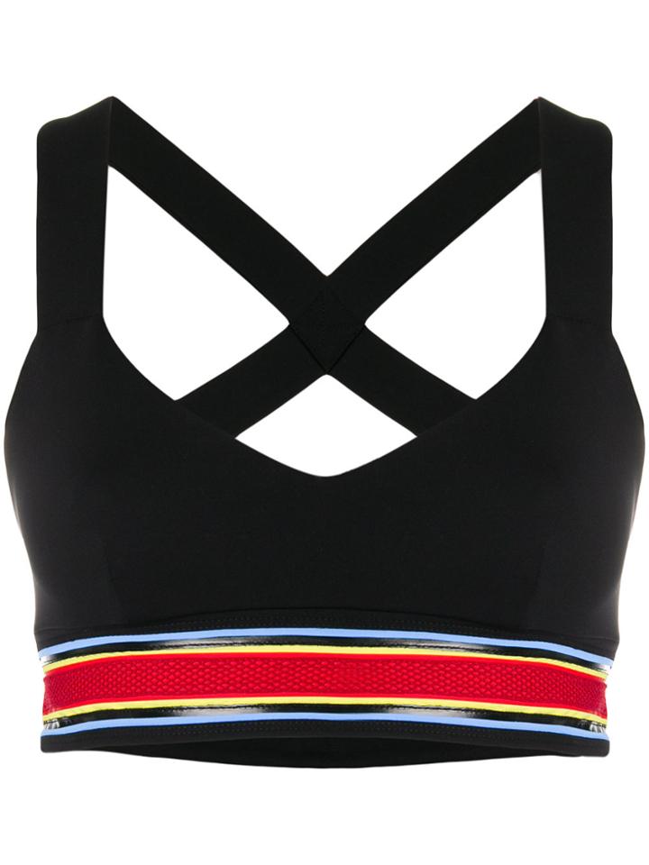 No Ka' Oi Contrast Trim Cropped Sports Top - Black