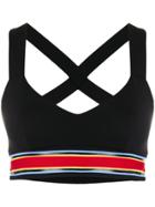 No Ka' Oi Contrast Trim Cropped Sports Top - Black