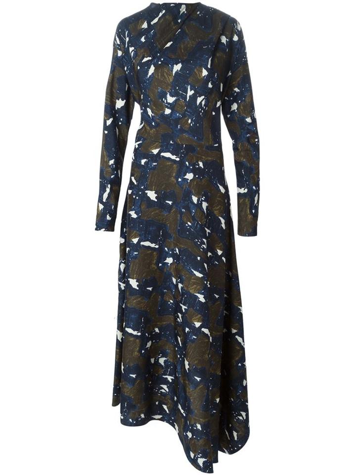 Marni Draped Dress In Tussah Silk, Women's, Size: 42, Green, Silk