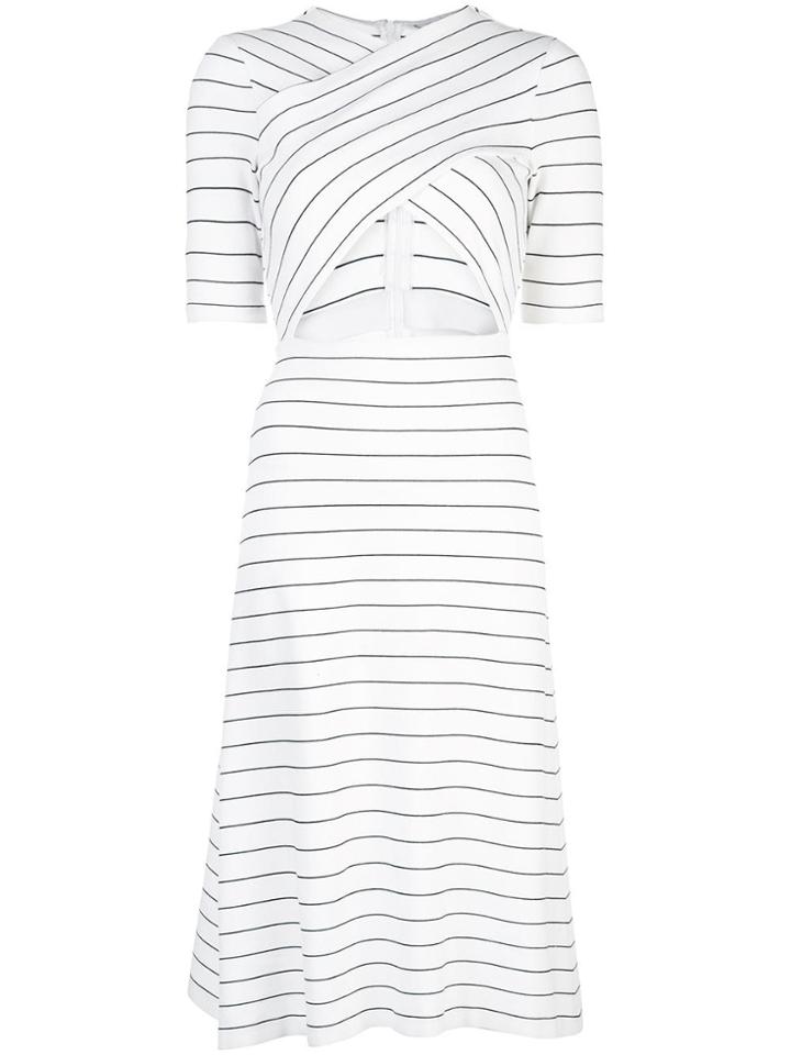 Rosetta Getty Striped Cut-detail Dress - White