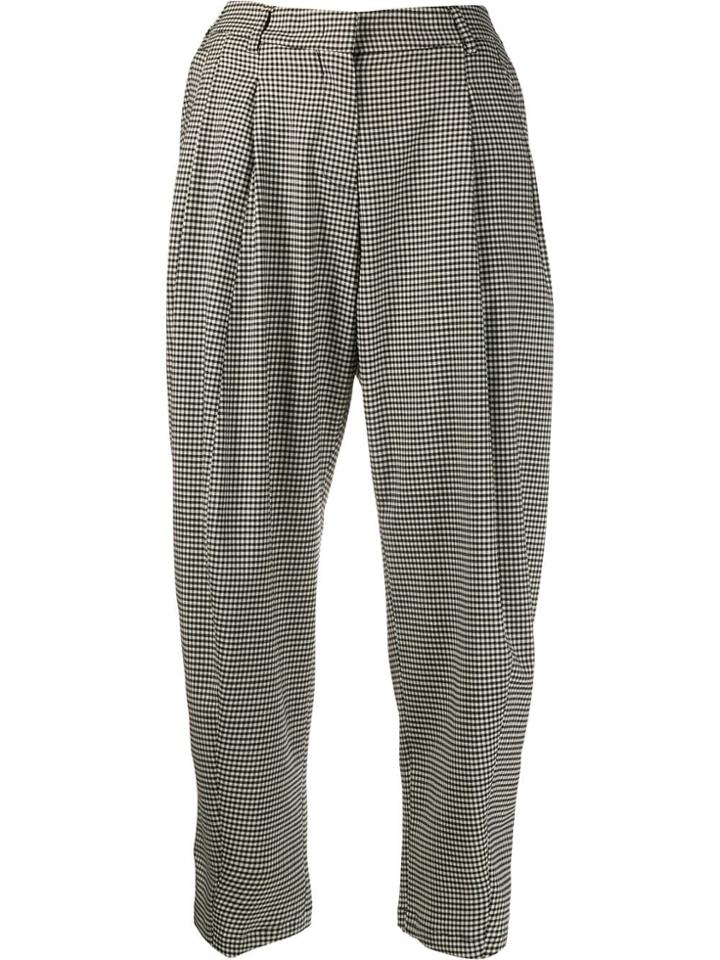 Alberto Biani Cropped Checked Trousers - White