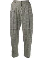 Alberto Biani Cropped Checked Trousers - White