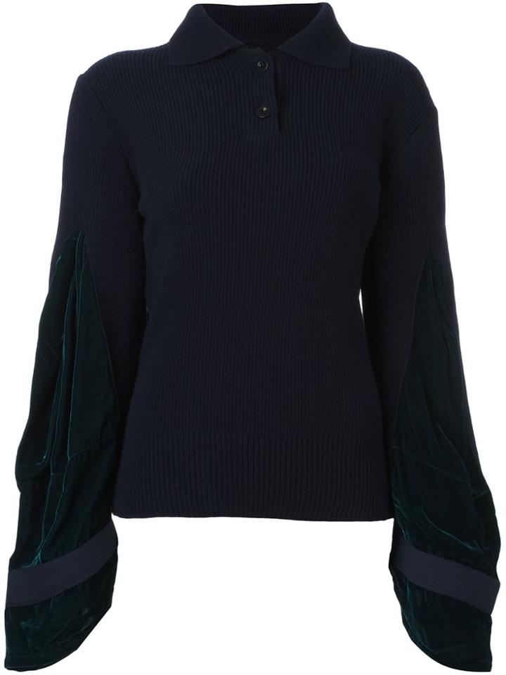 Sacai Velvet Sleeve Jumper - Blue