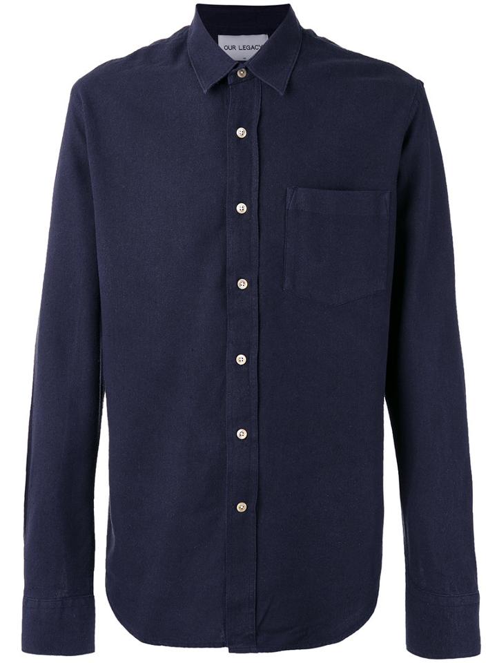 Our Legacy Chest Pocket Shirt, Men's, Size: Small, Blue, Silk