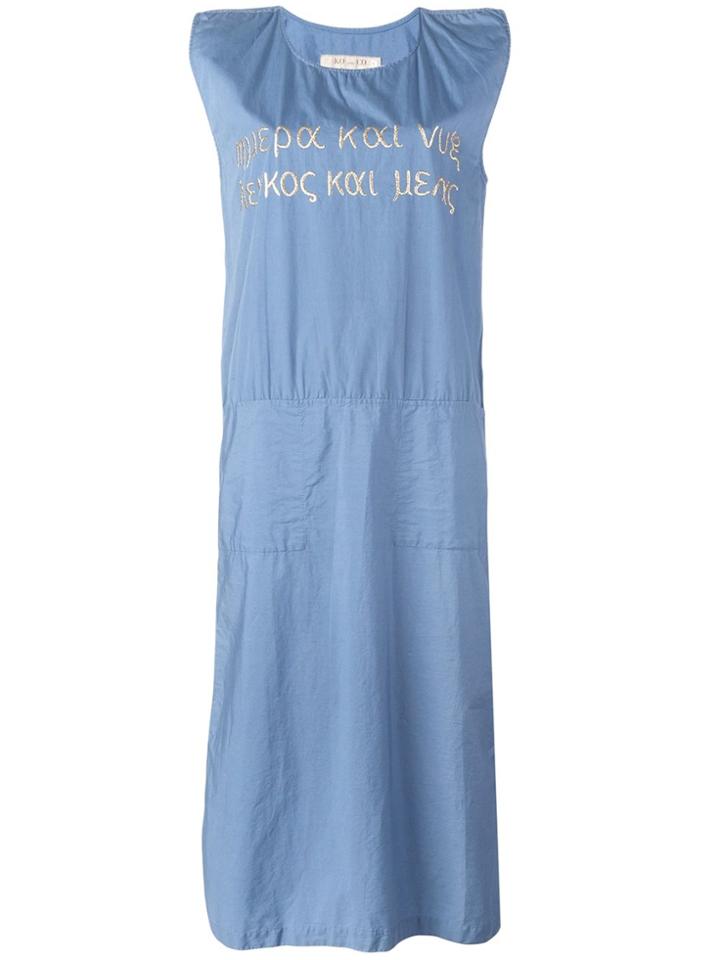 Jc De Castelbajac Vintage Embroidered Denim Dress - Blue