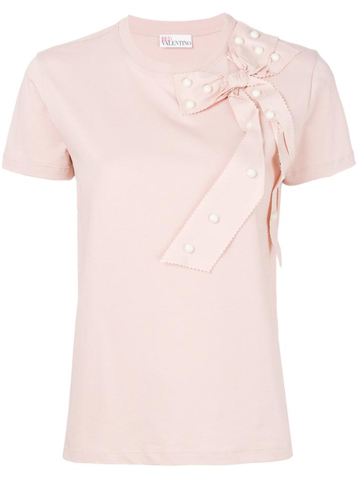 Red Valentino Embellished Bow T-shirt - Pink & Purple