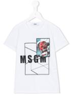 Msgm Kids - Skater Print T-shirt - Kids - Cotton - 10 Yrs, White