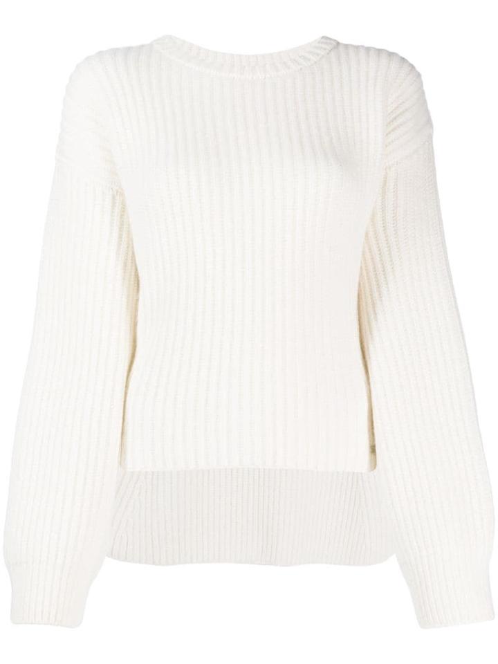 Genny Oversized Ribbed Knit Sweater - White