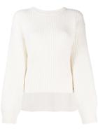 Genny Oversized Ribbed Knit Sweater - White
