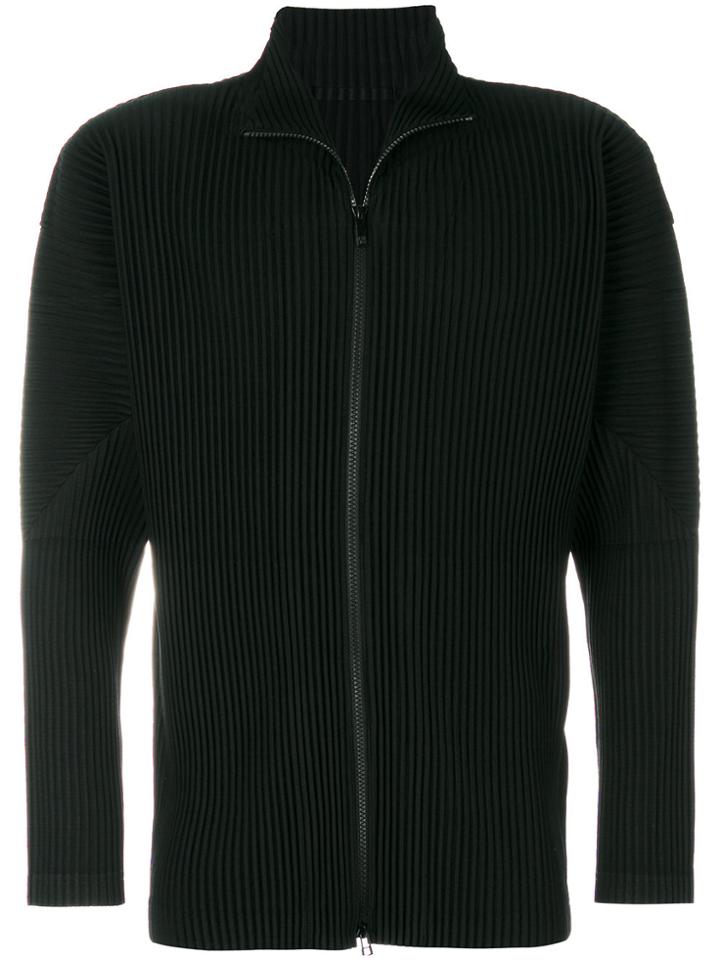 Homme Plissé Issey Miyake Rib Knit Zipped Jacket - Black