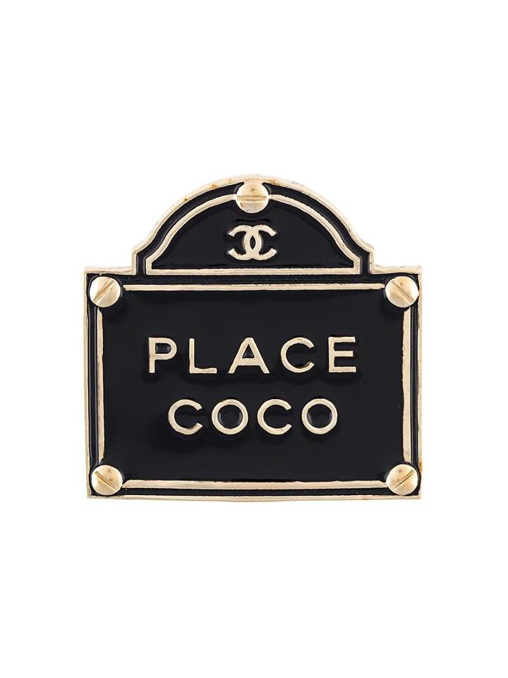 Chanel Vintage 'place Coco' Brooch, Women's, Black