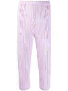 Pleats Please Issey Miyake Pleated Cropped Trousers - Pink