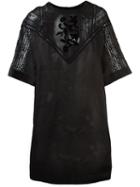 Ermanno Scervino Sheer Lace Panel Dress, Women's, Size: 44, Black, Ramie/cotton/polyamide/viscose