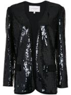 Carolina Herrera Sequinned Boxy Blazer, Size: 6, Black, Silk/sequin