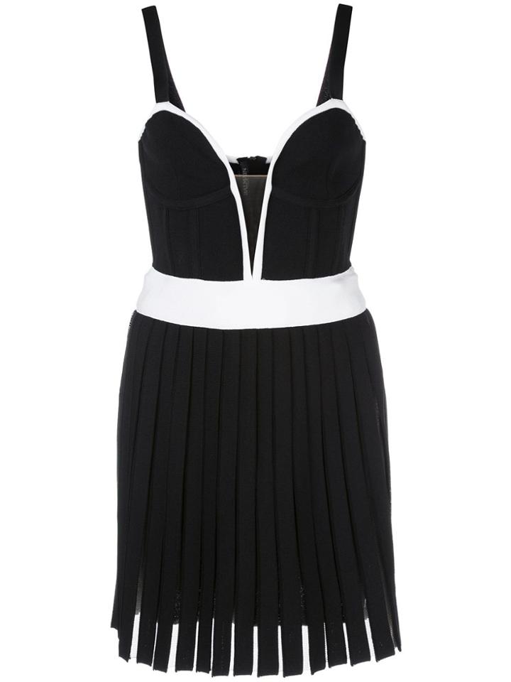 Balmain Deep-v Pleated Mini Dress - Black