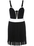 Balmain Deep-v Pleated Mini Dress - Black