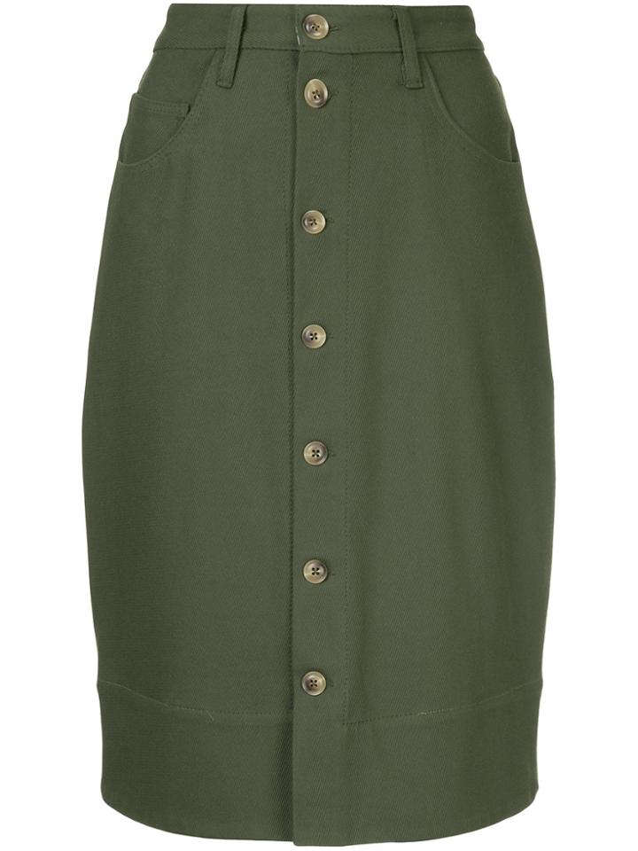 Bassike Button-down Midi Skirt - Green