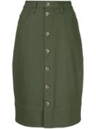 Bassike Button-down Midi Skirt - Green