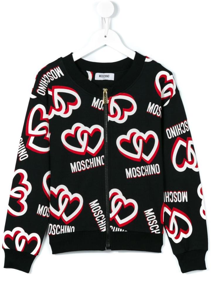 Moschino Kids Heart Logo Print Jacket, Girl's, Size: 10 Yrs, Black