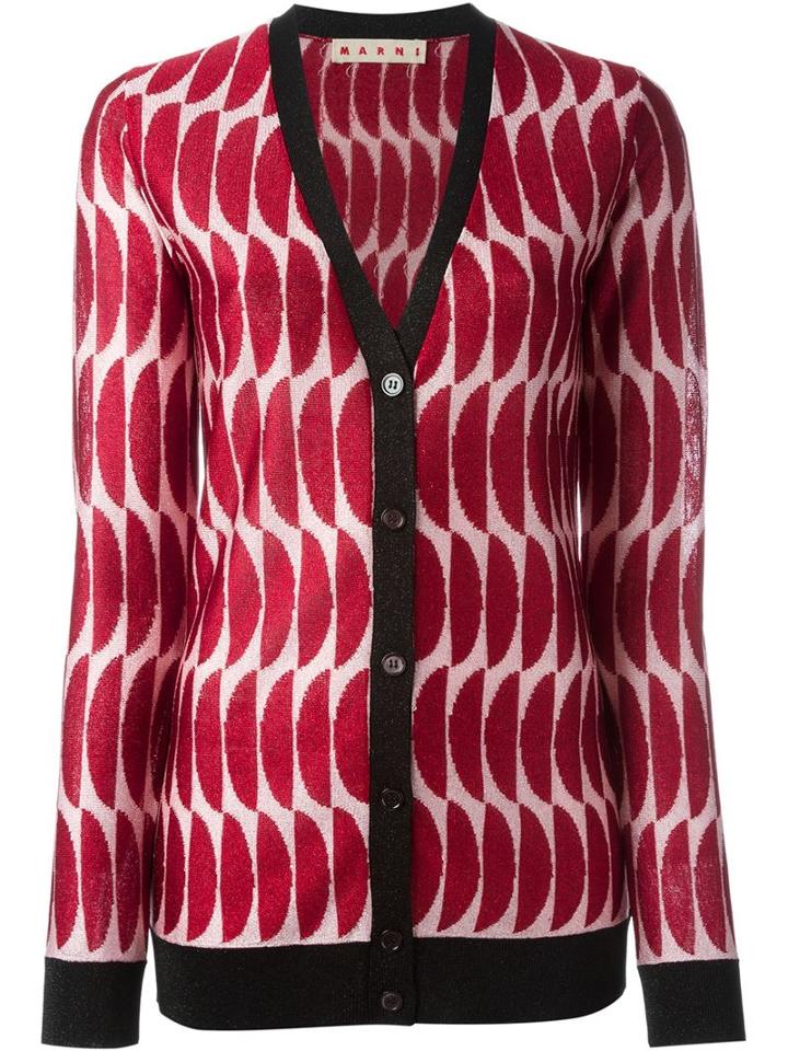 Marni Intarsia Knit V-neck Cardigan