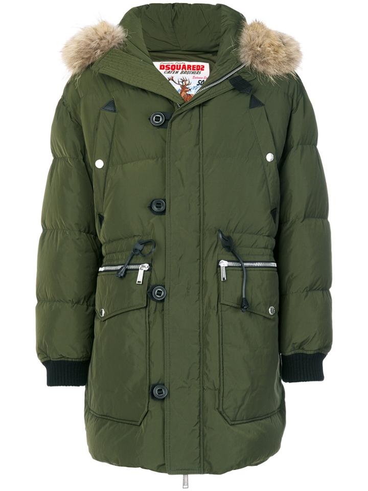 Dsquared2 Padded Military Coat - Green